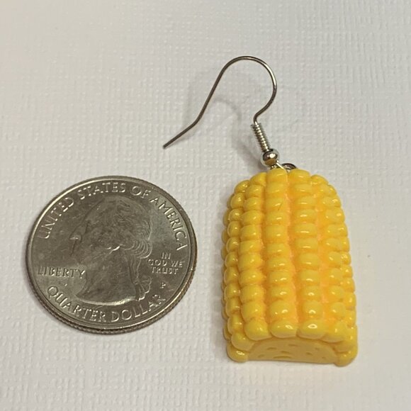 Corn Earring, Funny Food Earring, Gift Idea, Picnic Jewelry, Silly Earring, Corn - Picture 4 of 4